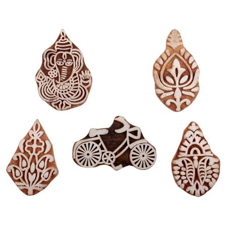 Set of 5 Piece New Mix Wooden Printing Blocks